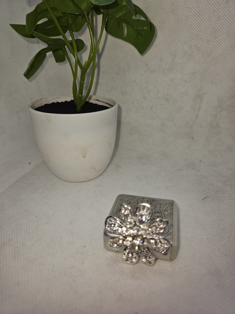 Silver Crystal Flower Brooch - Clear Sparkle